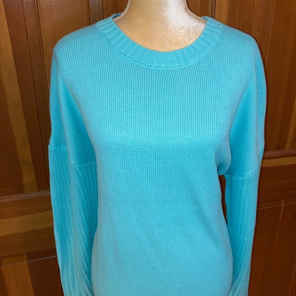 Mint Blue Neck Knit Sweater. - Picture 4 of 16